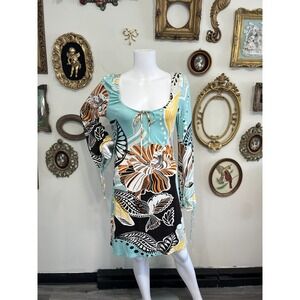 ABS Collection Abstract Floral Long Sleeve Mini Dress Size M